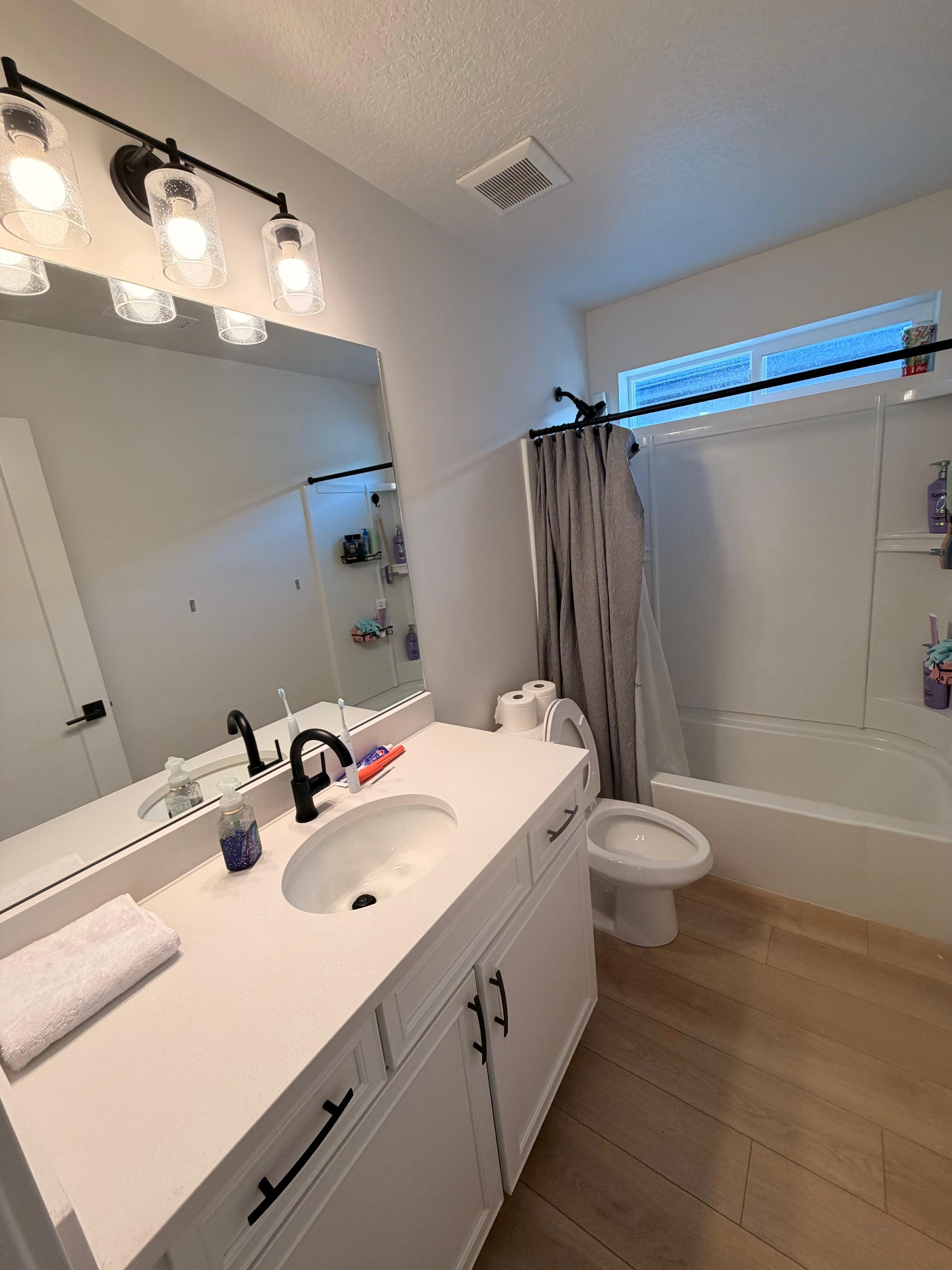 Bathroom vanity cleaned and polished